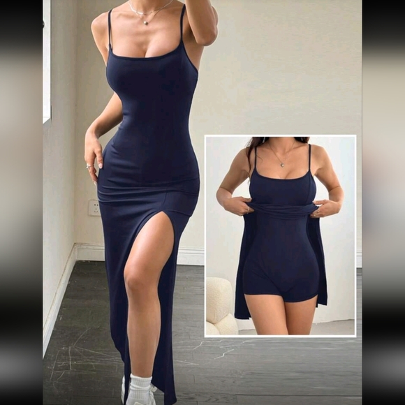 Dresses & Skirts - Navy Blue Maxi Dress with Shapewear